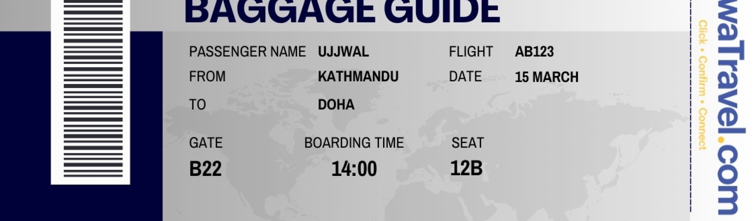 Baggage rules by airline showing carry-on and checked baggage limits for flights to and from Nepal
